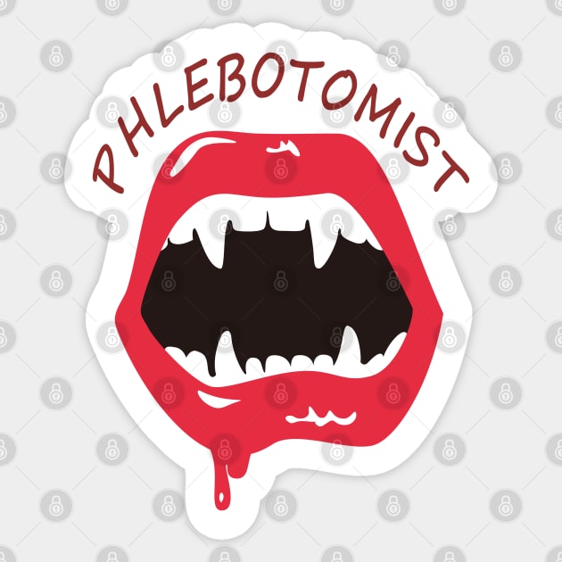 Phlebotomist blood nurse vampire Sticker by Redmanrooster